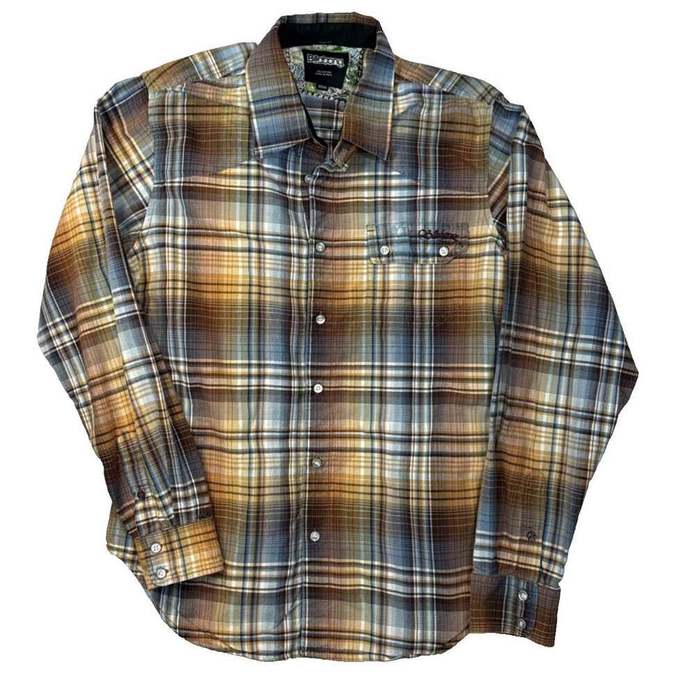 Billabong Punk Mens Slim Fit Button Up Shirt M Plaid Long Sleeve Y2K Retro Surf